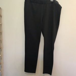 Halo Black Knit Pants with Faux Leather Trim